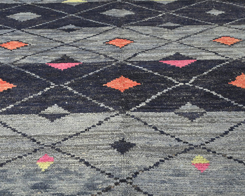 8x11 Moroccan Gray Hand Woven Wool Area Rug